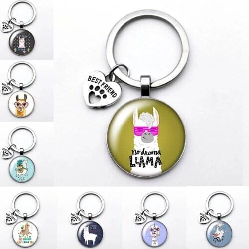 New Alpaca Wool No Problem Camel Glass Cabochon Keychain Car Keychain Charm MenS Keychain Ladies Gift
