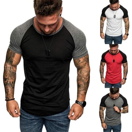 Pure Color Short-Sleeved T-Shirt Mens Summer High-Quality Raglan T-Shirt Fashion Hip-Hop Top T-Shirt Simple Style Blank Shirt