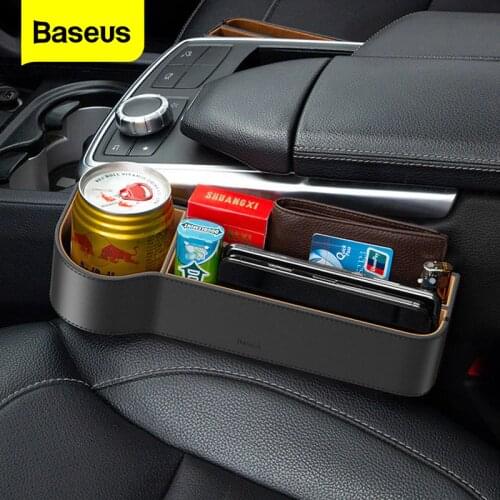 Baseus Car Seat Gap Organizer Leather Auto Seat Crevice Filler Storage Box For Card Cup Car Accessories Pocket Holder Organiser