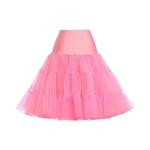 Pink Tutu Skirt Silps Rockabilly Petticoat Underskirt Crinoline Fluffy Pettiskirt for Wedding