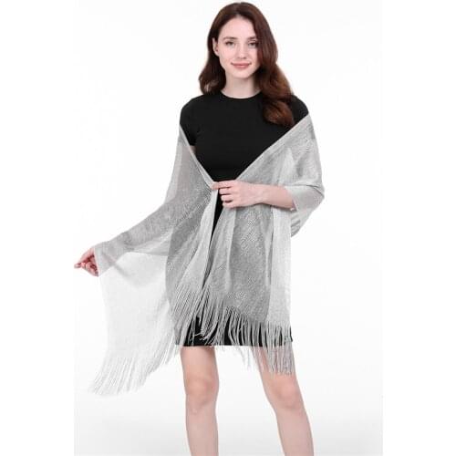 White Rose Gold Silver Shruges For Women Bolero Bride Dress Scarves Dance Wedding Party Evening Cape Shawl Feminine Tassel Scarf