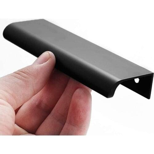 High Quality Black Gold Hidden Cabinet Handle Aluminum Alloy Kitchen Cupboard Pull Drawer Knob Bedroom Handle Furniture Hardware