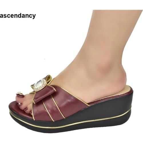 Wedding Shoes Bride Platform Heels Ladies Shoes and Sandals Italian Women Party Shoes Decorated with Rhinestone Slipon Plus Size