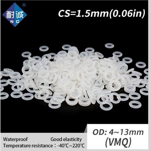 5PCS/lot Silicone rubber o-ring VMQ CS 1.5mm OD4/5/6/7/8/9/10/11/12/13mm O Ring Gasket Silicone O-ring waterproof