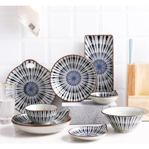 Vancasso Chainwheel Dinner Plates Set Ceramic Glazed Tableware Fish Dish Creative Set Household Decorative Bowls Deep Soup Plate