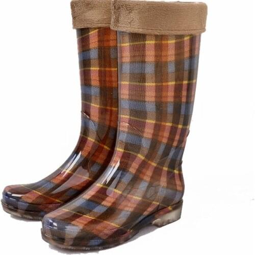 PVC Waterproof High Rain Boots Non-slip Wear-resistant Ladies Rainboots Adult Fashion Light Rubber Shoes Women Work Water Shoes