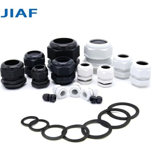 JIAF 10pcs NPT1/4-NPT2 Cable Gland Nylon waterproof joint IP68 Plastic Black seal jiont waterproof box outlet locking connector