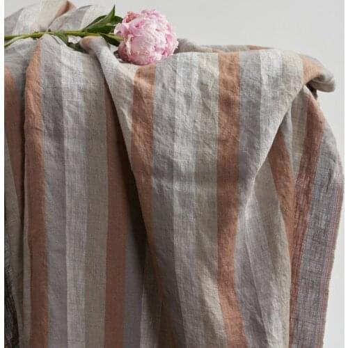 High quality flax fabrics Striped yarn dyed fabric Designer custom skirt dress patchwork