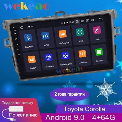 Wekeao Touch Screen 9'' 1 Din Android 9.0 Car Dvd Multimedia Player For Toyota Corolla Car Radio GPS Navigation 2006-2011 WIFI