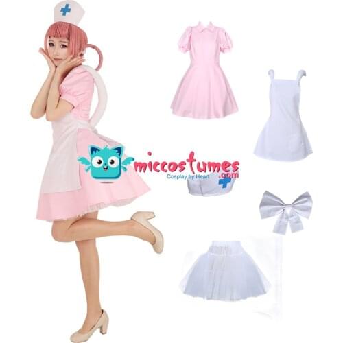 Nurse Joy Pink Cosplay Costume Pink Dress with Hat White Apron