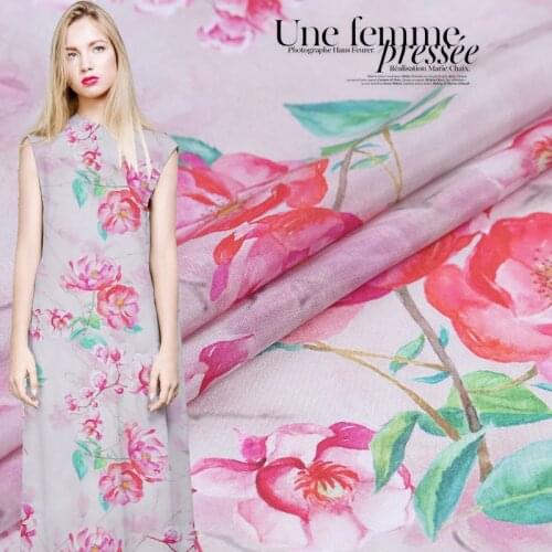 1 Meter * 1.14 Meter Crepe De Chine Shirt Charming Red Printing