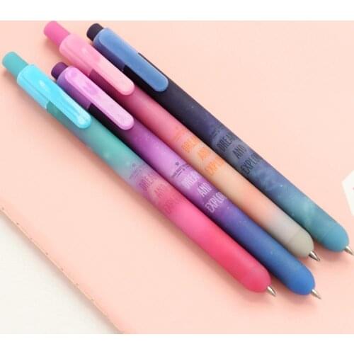 1PC Kawaii Creative Star Press Gel Pens For Writing Cute Black Ink Signature Pen Office School Supplies Cute Stationery