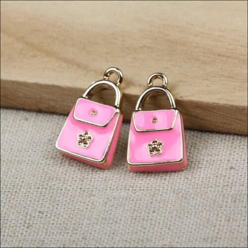 10pcs/lot 13*21mm Retro bag pendant alloy enamel charm DIY accessories of necklace bracelet headdress making fitting