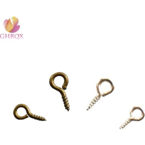 100 pcs 10mm Gold/Silver Screws Small Hanging Needles Alloy Loop Jewelry Findings Wholesale