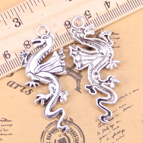 6pcs Charms china loong dragon 49x20mm Antique Pendants,Vintage Tibetan Silver Jewelry,DIY for bracelet necklace