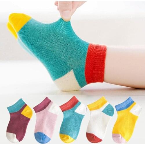 5 Pairs/Lot 1-12Y baby boys girls short socks kids patchwork socks spring summer 2020 cotton big boy girl sock children sokken