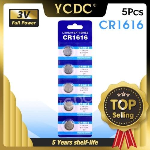 5pcs/pack CR1616 Button Batteries DL1616 ECR1616 LM1616 Cell Coin Lithium Battery 3V CR 1616 For Watch Electronic Toy Remote