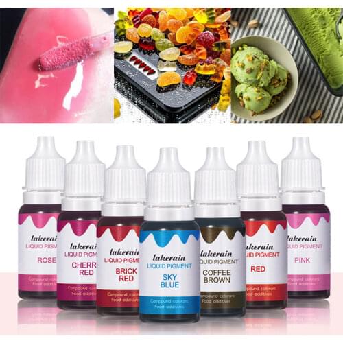 6pcs/Lot 10ml Food Coloring Gel Liquid Pigment For Lip Gloss Base Diy Food Grade Lips Colorant Epoxy Slime Water-Oil Dual Use