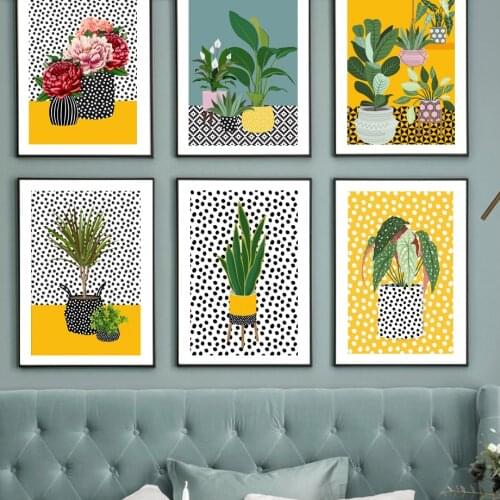 Abstract Plant Leaf Monstera Grape Flower Wall Art Canvas Painting Nordic Posters And Prints Wall Pictures For Living Room Decor