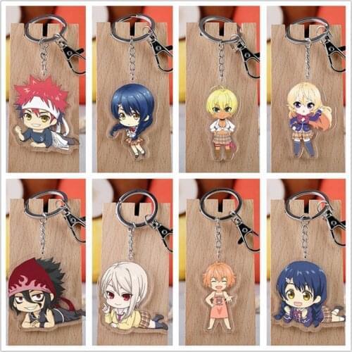 Anime Shokugeki no Soma Model Doll Acrylic Keychain Souma Erina Megumi Food Wars PVC Figure Toy Pendant Double sided Keyring