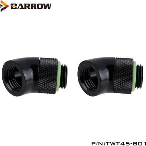 BARROW 2Pcs G1/4 thread 45 degree Rotary Fitting Adapter Rotating 45 degrees Gold Black Silver water cooler Adaptors TWT45-B01