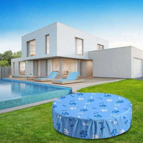 Outdoor Swimming Pool Cover Round Cat Paw Pattern Bathtub Tub Cover Foldable Children Pets Dustproof Waterproof Pool Protector