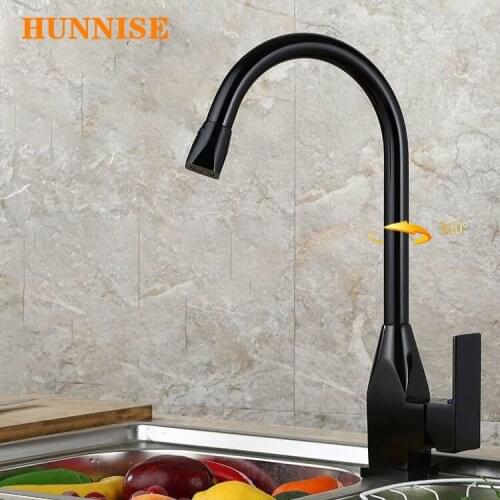 Black Kitchen Sink Faucet Square Design Fashionable Wash-sink Mixer Hot and Cold Aluminum Kitchen Sink Faucet Mixer Single Hand
