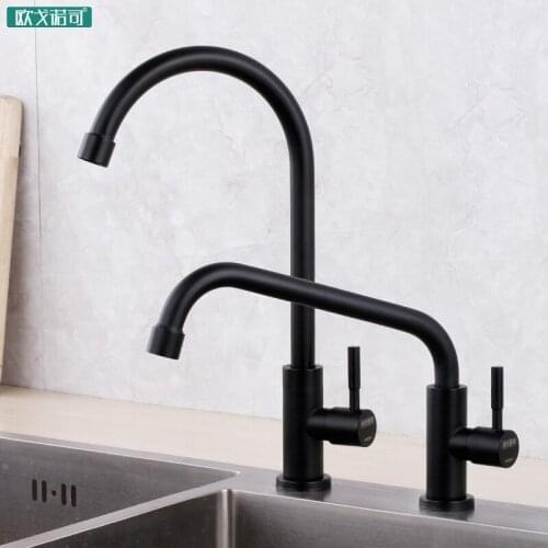 Black kitchen faucet deck mounted single cold water tap black crane faucets