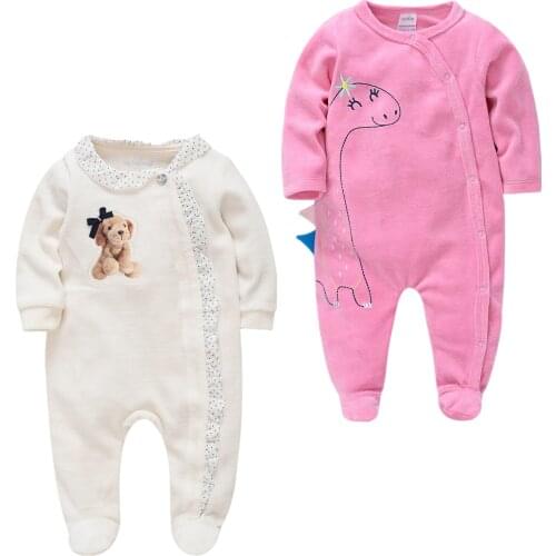 Pijamas De Bebe New Baby Girls Pyjama Newborn Baby Girl Sleepsuit Cartoon Warm Winter Infant Pajamas Toddler Pijamas De Bebe