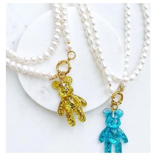 Elegant Cute Resin Gummy Violent Bear Charms Glitter Flatback Resin Craft Necklace Pendant freshwater pearl necklaces for women