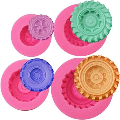Ellenmar Silicone Tires Wheel Fondant Cake Molds Chocolate Cookie Mold Bakeware Home Kitchen Baking Decorating Tools Accessories