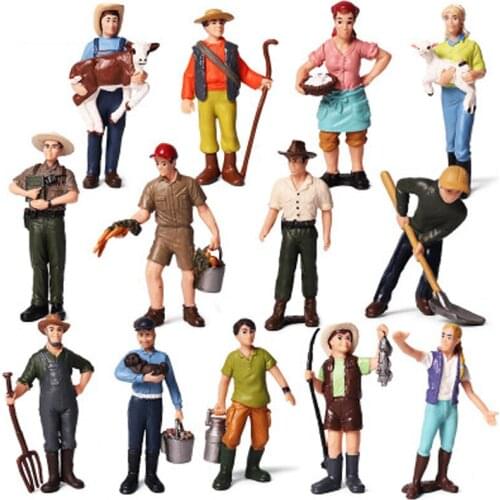 Simulation Static Farm staff model farmer Peasant woman Breeder Rancher Police Plastic Doll Model Decoration
