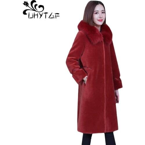 TNLNZHYN Quality Sheep Shearing Winter fur coat Women fashion fur collar hooded 4XL plus size jacket mink cashmere fur coat 1323