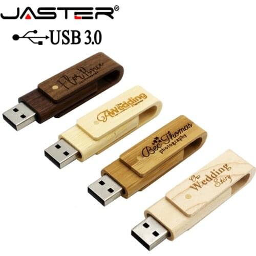 JASTER USB 3.0 free personalized customization wooden rotatable usb flash drive turn over pendrive 64GB 16GB 32GB memory stick