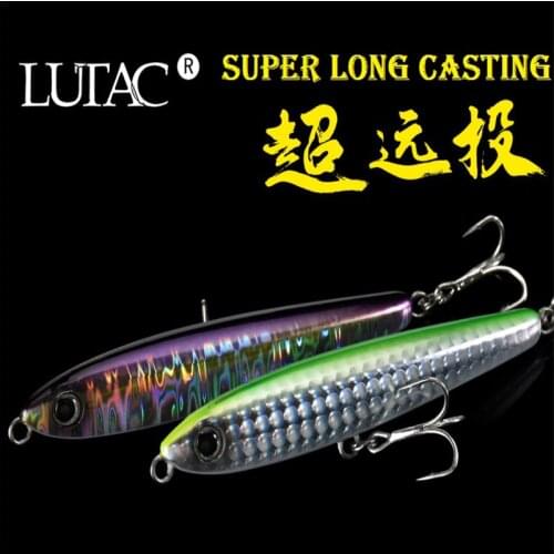 LUTAC Sinking Pencil Fishing Lure Weights 25g 85mm Long Casting Metal Artificial Hardbait With OGIN Hook For Bass Fishing