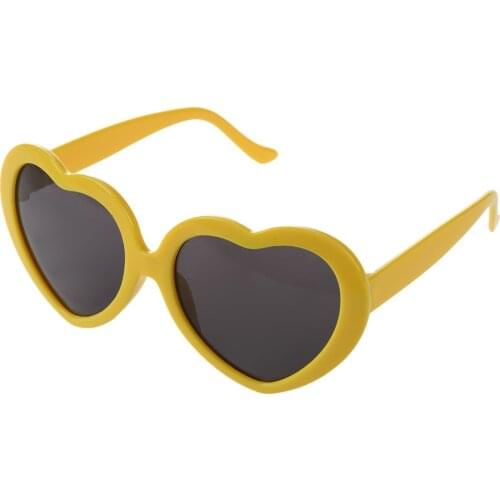 Fashion Funny Summer Love Heart Shape Sunglasses Yellow