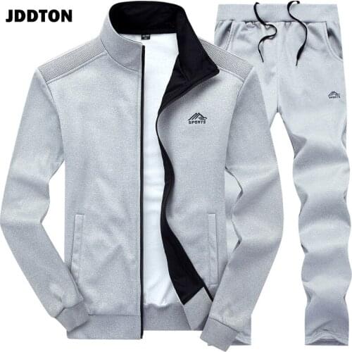 JDDTON Mens Sportswear Sets Casual Clothing Suits Loose Tracksuit Jogger Sports Two Pieces Jackets + Pants Male Streetwear JE292