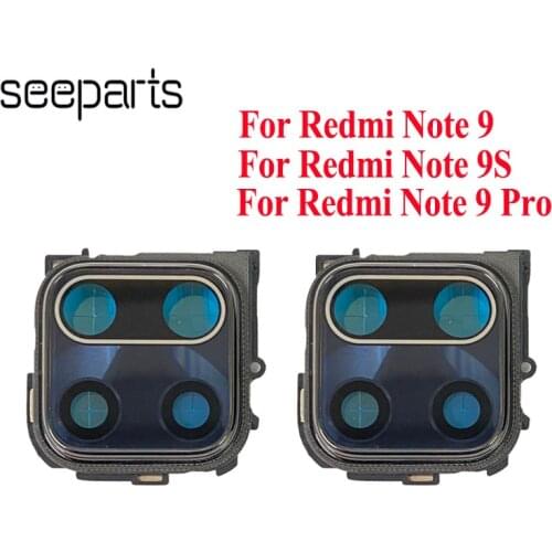 New For Xiaomi Redmi Note 9 Pro Camera Lens Glass With Frame Replacement Camera Lens Glass For Redmi Note 9s Rear Camera Lens