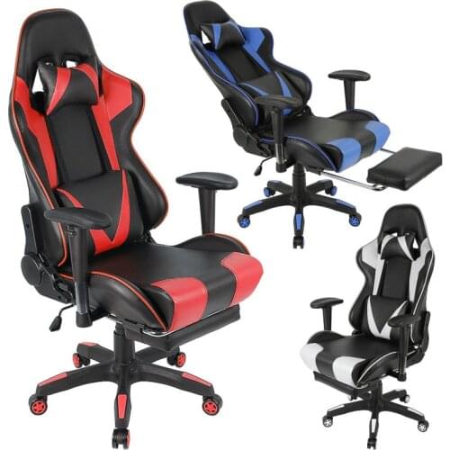 Office Chair with Swivel PU Leather High Back Gaming Chair with Foot rest Headrest Massager Lumbar Support Computer Chairs HWC