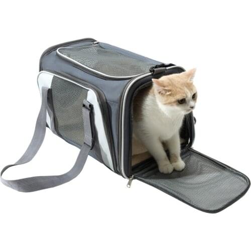 Portable Breathable Pet Carrier Travel Shoulder Bag Box for Tranporting Dog Cat Foldable House for Hiking Walking Outdoor