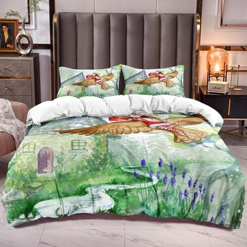 Cartoon Christmas Girl Print Duvet Cover for Boys Girls Kids Comforter Cover Cartoon Pattern with White Reverse