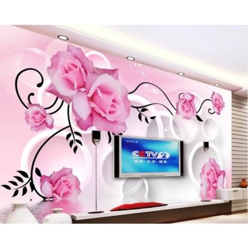 Custom wallpaper living room rose reflection 3D circle background wall living room bedroom restaurant decoration painting обои