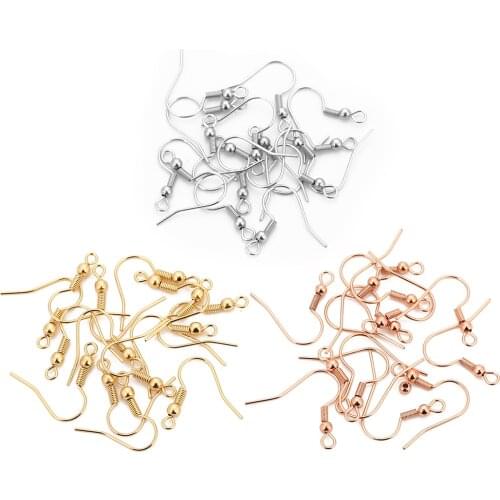 50pcs/lo 316 Stainless Steel Hypoallergenic Earring Hooks Fish Earwire with Coil and Ball for Women DIY Earring Jewelry Making