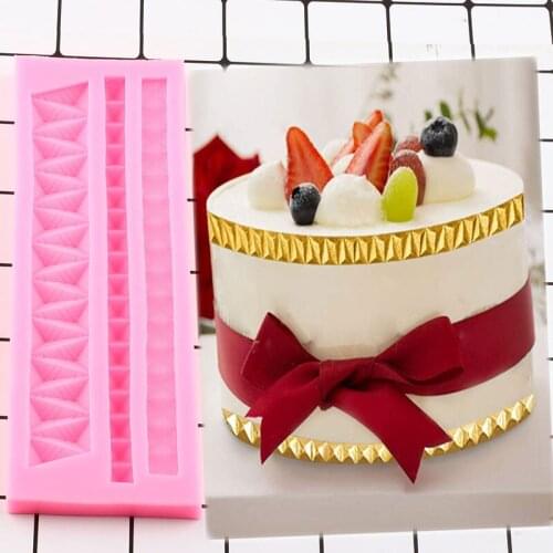 Geometry Rivet Silicone Mold Wedding Party Cake Border Fondant Cake Decorating Tools Chocolate Gumpaste Candy Making Moulds