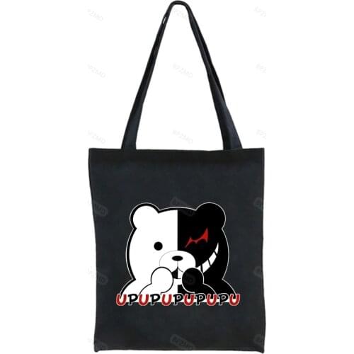 Anime Danganronpa Print Vogue Women Bag Large-capacity Canvas College Cute Cartoon Harajuku Female Ulzzang Shoulder Bags black