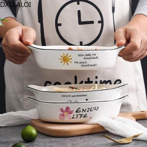 Cheese Baked Rice Plate Microwave Baking Plate Ceramic Western Food Plate Creative Vegetable Plate Household Baking Bowl