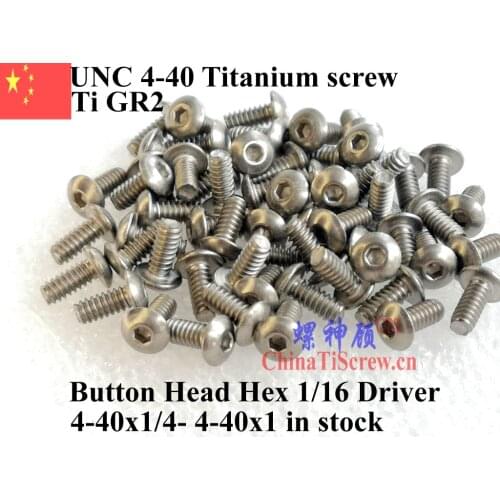 Titanium screws 4-40x1/4 4-40x5/16 4-40x3/8 4-40x1/2 4-40x5/8 4-40x3/4 4-40x1 Button Head Hex 1/16 Driver 50 pcs Ti GR2