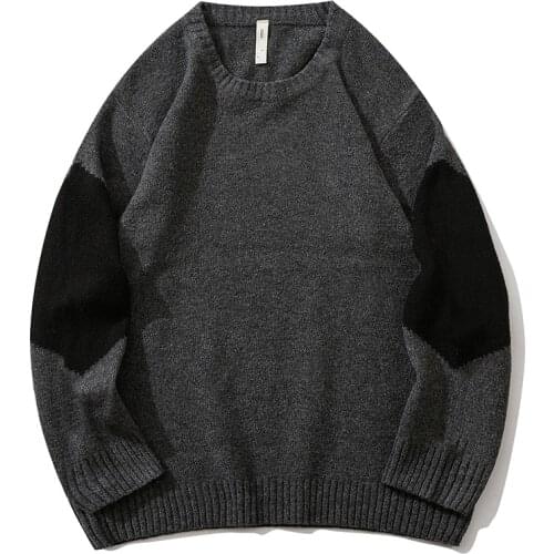 Slim Sweaters Men Autumn Winter New Korean Style Round Neck Pullover Men Casual Bottoming Shirt Patchwork Knitted Sweater Men
