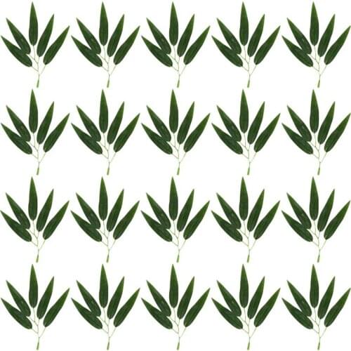 100pcs Simulated Bamboo Leaves Bamboo Branches Decorative Adornment Bamboo Leaf Five Leaf Bamboo Branch Artificial Branch Decor