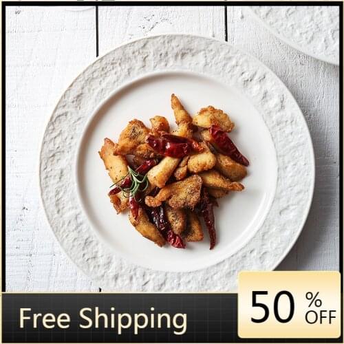 Vintage Decoration White Dinner Plates European Style Black Food Pasta Plate Salad Snack Dish Porcelain Talheres Kitchen HX50DP